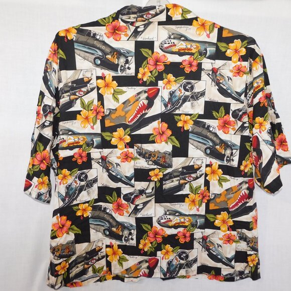 VTG alohaland hallelujah hawaiian shirts Mens 6X Pinup Girls WW2 Planes Hibiscus - Picture 9 of 11